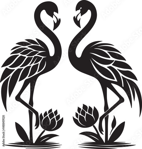 Flamingo high quality silhouette black vector