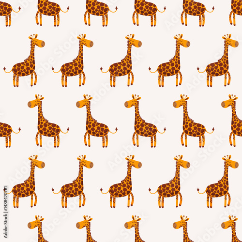 Beautiful tropical pattern with giraffe. Great for party card, banner, textile, wallpaper - vector design