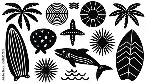 Playful Seaside Vector Collection with Coastal Art