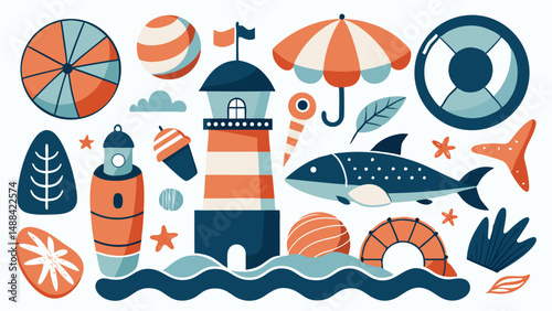 Hand Drawn Coastal Summer Illustration Bundle