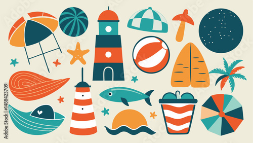 Hand Drawn Coastal Summer Illustration Collection