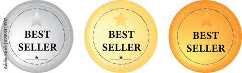 Silver, Gold, and Bronze Best Seller Badges for Product Highlighting