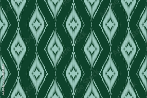 Ikat pattern Fabric pattern, green, white, lines, curtains, blankets, carpets