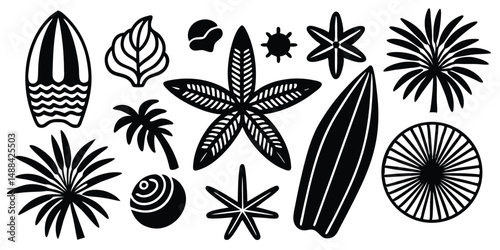 Hand Drawn Vintage Tropical Vector Set Bold Pack