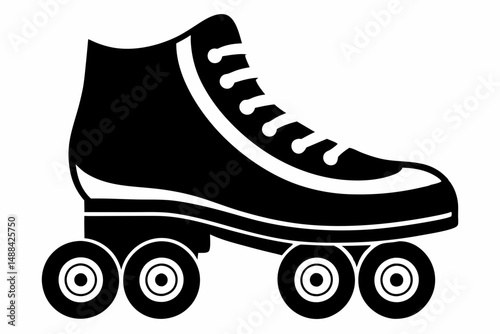 roller skates silhouette line art vector illustration with a white background