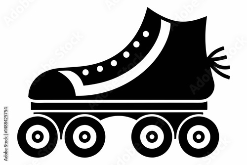 roller skates silhouette line art vector illustration with a white background
