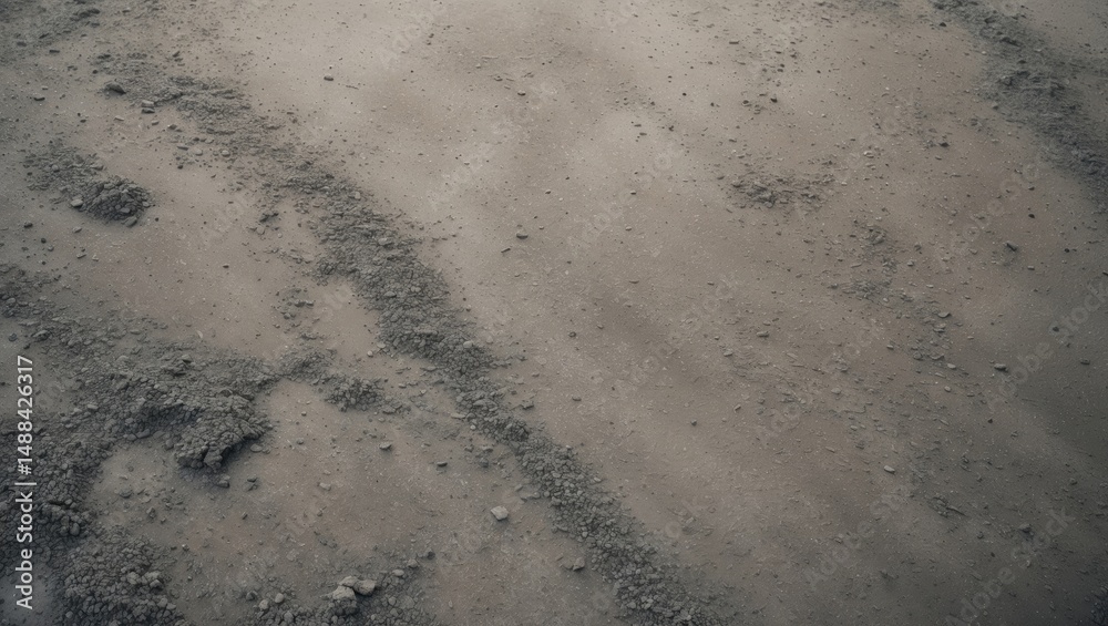Obraz premium Splashes of heavy rain deposit fine ash sand on concrete surfaces