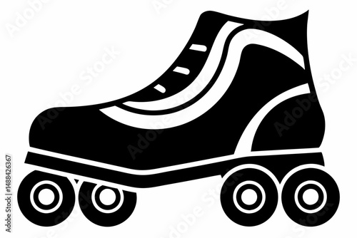 roller skates silhouette line art vector illustration with a white background