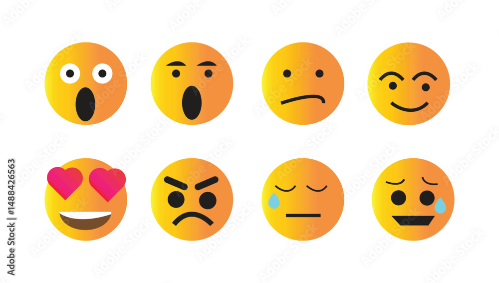 Obraz premium emoji set icon vector. different type of emoji set containing wow, smile, angry and sad emoji