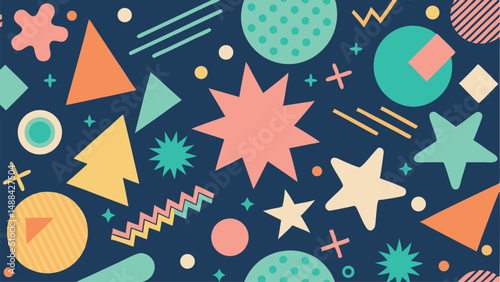 Playful Memphis Style Vector Pattern Retro Artwork