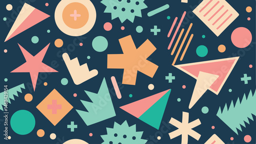 Retro Memphis Style Vector Pattern Playful Art