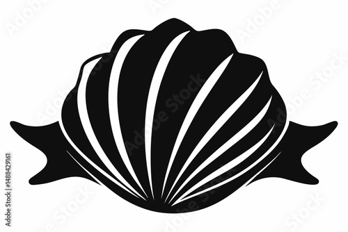 seashell silhouette line art vector illustration with a white background