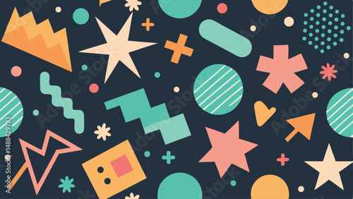 Playful Memphis Style Vector Pattern for Design