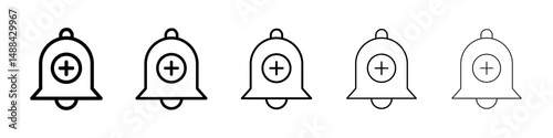 Cowbell circle plus icon concept. graphic design, logo, Web, UI.