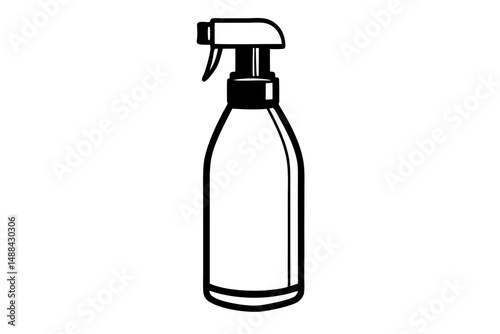 spray bottle silhouette line art vector illustration with a white background