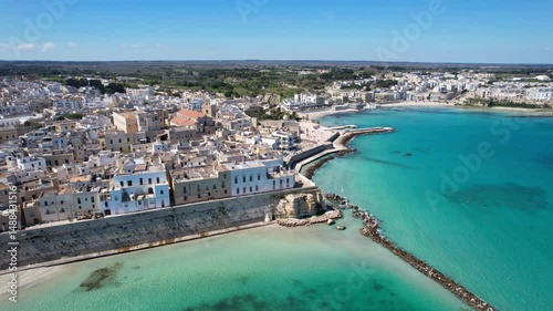 Otranto - Italy, Apulia - orbiting aerial view of the old town with Cattedrale di Santa Maria Annunziata