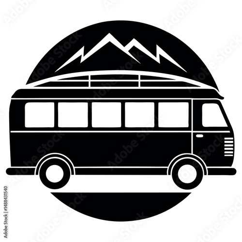 Silhouette of Convertible Double-Decker Bus – Perfect for Sightseeing Design