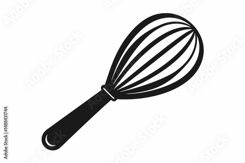 stainless steel whisk silhouette line art vector illustration with a white background