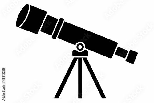 telescope icon silhouette line art vector illustration with a white background