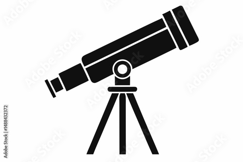 telescope icon silhouette line art vector illustration with a white background