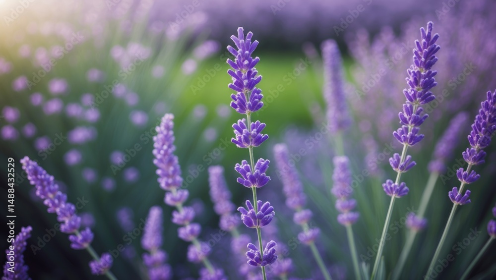 Obraz premium Lavender with a blurred bokeh background.