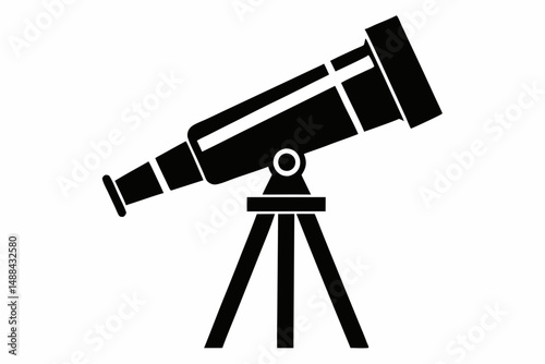 telescope icon silhouette line art vector illustration with a white background