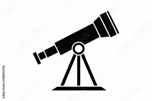 telescope icon silhouette line art vector illustration with a white background