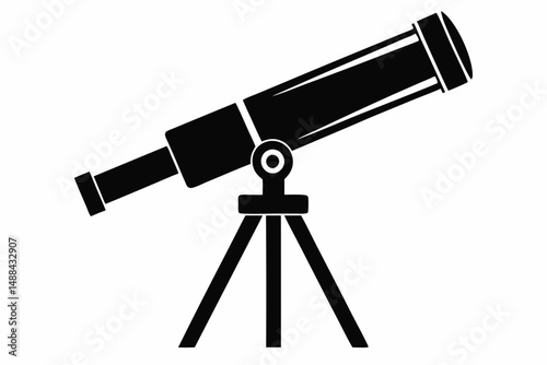 telescope icon silhouette line art vector illustration with a white background