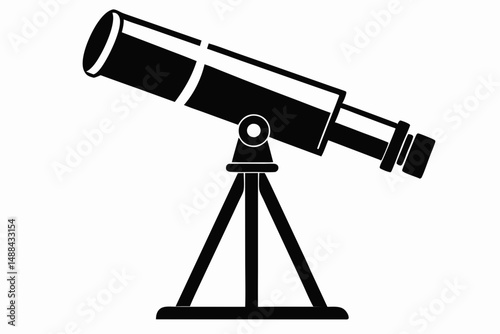 telescope icon silhouette line art vector illustration with a white background