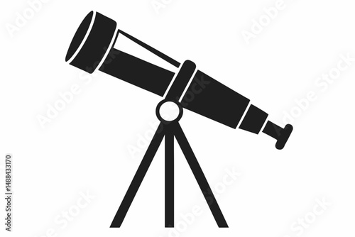 telescope icon silhouette line art vector illustration with a white background