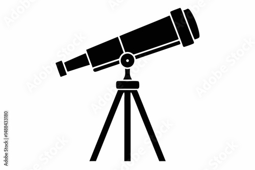 telescope icon silhouette line art vector illustration with a white background