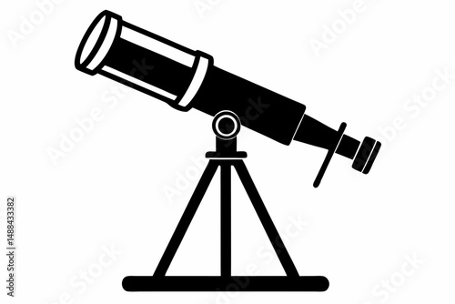 telescope icon silhouette line art vector illustration with a white background