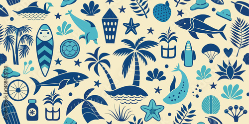 Seamless Vector Illustration with Pattern Set