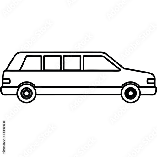 Simple Line Art Limousine Bus Icon for Luxury Transportation