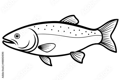trout fish silhouette line art vector illustration with a white background