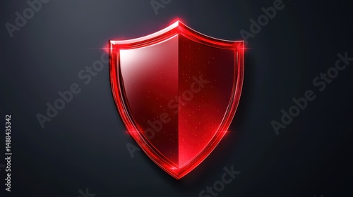Antivirus shield alert represented by a red shield icon adorned with holographic warning labels indicating antivirus threat detection and alerts. concept as Illustration of a red.