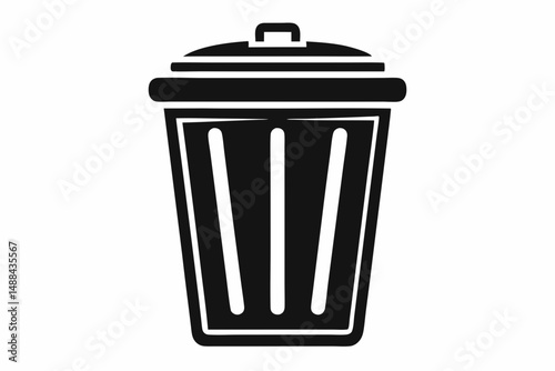 waste bin icon silhouette line art vector illustration with a white background