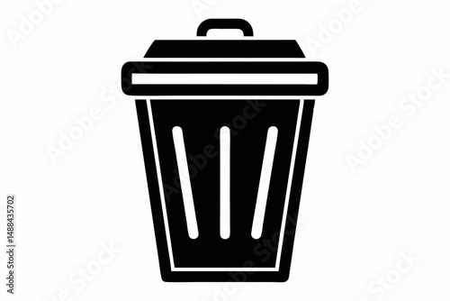 waste bin icon silhouette line art vector illustration with a white background