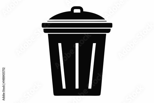 waste bin icon silhouette line art vector illustration with a white background
