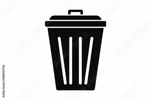 waste bin icon silhouette line art vector illustration with a white background