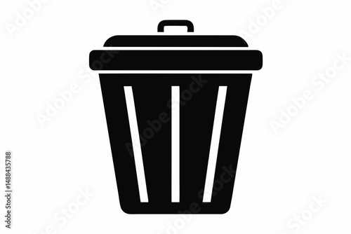 waste bin icon silhouette line art vector illustration with a white background