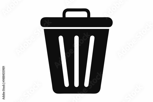 waste bin icon silhouette line art vector illustration with a white background