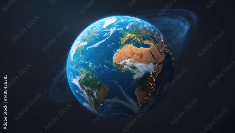 Fototapeta premium Earth in Space with a Dark Backdrop