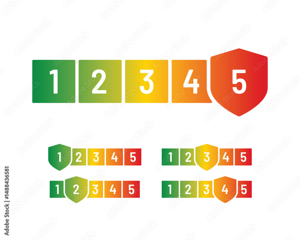 Obraz premium Protection Level Label – Degree of Intensity and Safety Rating – High Quality Vectorial Graphic
