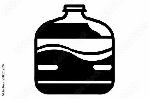 water gallon silhouette line art vector illustration with a white background