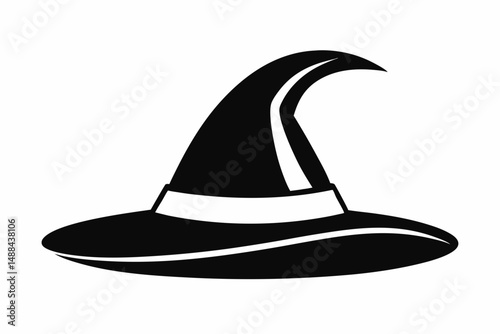 witches hat silhouette line art vector illustration with a white background