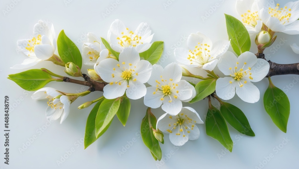 Fototapeta premium Spring Flowers Blooming on White