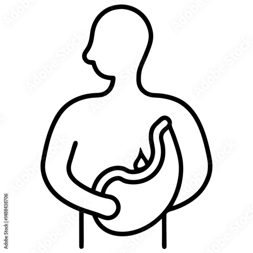 Simple Vector Stomach Pain Icon for Wellness and Medicine