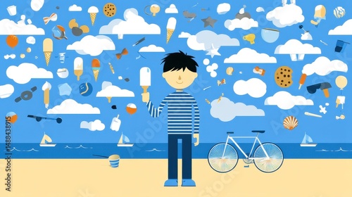 Beach Daydream: Boy, Ice Cream, and Summer Fun