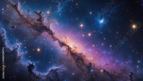 Stars, dust, and gas nebulae in a distant galaxy